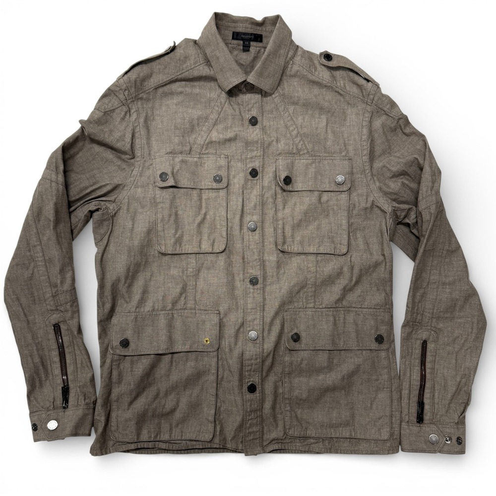 Belstaff Mens Cotton Field Jacket Taupe Brown Utility Moto Jacket‎ 38 Military